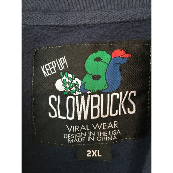 Slow Bucks, Viral Wear, Keep Up Slowbucks XL Navy Blue Eggshell Button Up Jacket - Picture 4 of 5